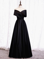 Club Outfit For Women, Off the Shoulder Black Long Prom Dresses, Black Off Shoulder Formal Evening Dresses