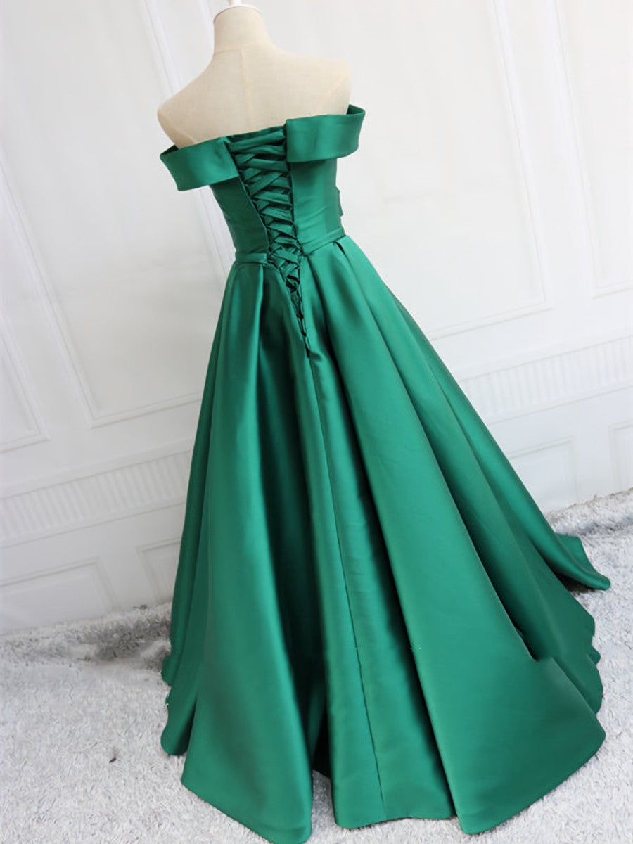 Party Dress Jeans, Off the Shoulder Blue/Green Long Prom Dresses, Green/Blue Off Shoulder Formal Evening Dresses