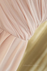 Prom Dresses For Curvy Figure, Off the Shoulder Blush Pink Bridesmaid Dress