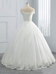 Wedding Dresses Dress, Off-the-Shoulder Lace Sequins Ball Gown Wedding Dresses