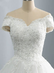 Wedding Dress Dress, Off-the-Shoulder Lace Sequins Ball Gown Wedding Dresses