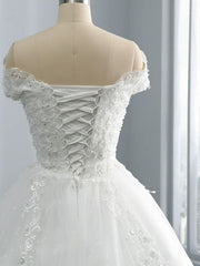 Wedding Dresses Bride, Off-the-Shoulder Lace Sequins Ball Gown Wedding Dresses