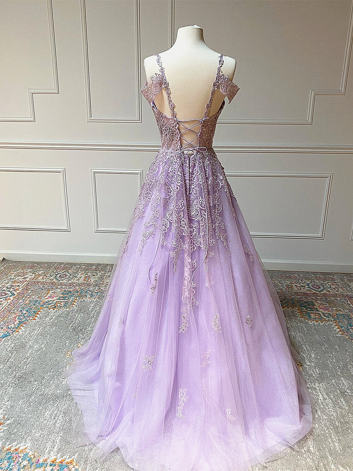 Bridesmaid Dresses Near Me, Off the Shoulder Long Purple Prom Dresses, Off Shoulder Purple Lace Formal Evening Dresses