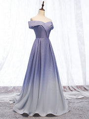 Night Club Outfit, Off the Shoulder Purple Ombre Long Prom Dresses, Off Shoulder Purple Formal Dress