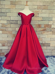 Homecomeing Dresses Red, Off the Shoulder Red Long Prom Dresses, Red Long Formal Evening Dresses