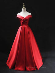 Prom Dressed 2055, Off the Shoulder Red Long Prom Dresses, Red Off Shoulder Long Formal Evening Dresses