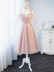 Backless Dress, Off the Shoulder Short Pink Prom Dress, Short Pink Formal Graduation Bridesmaid Dresses