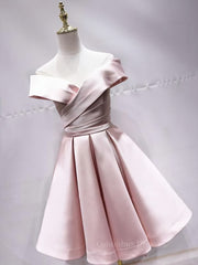 Prom Dress Prom Dress, Off the Shoulder Short Pink Prom Dresses, Short Pink Formal Evening Graduation Dresses