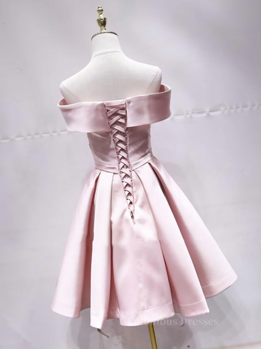 Prom Dress Under 233, Off the Shoulder Short Pink Prom Dresses, Short Pink Formal Evening Graduation Dresses