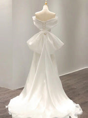 Wedding Dress 2024, Off the Shoulder White Ivory Wedding Dresses, Ivory Prom Formal Graduation Dresses