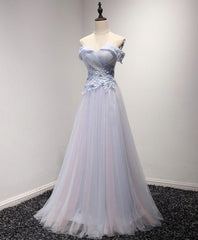 Party Dress Renswoude, Light Blue Tulle Lace Long Prom Dress, Lace Evening Dress
