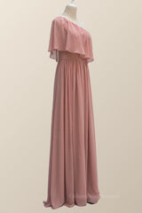 Mermaid Wedding Dress, One Shoulder Blush Pink Chiffon Crepe Bridesmaid Dress