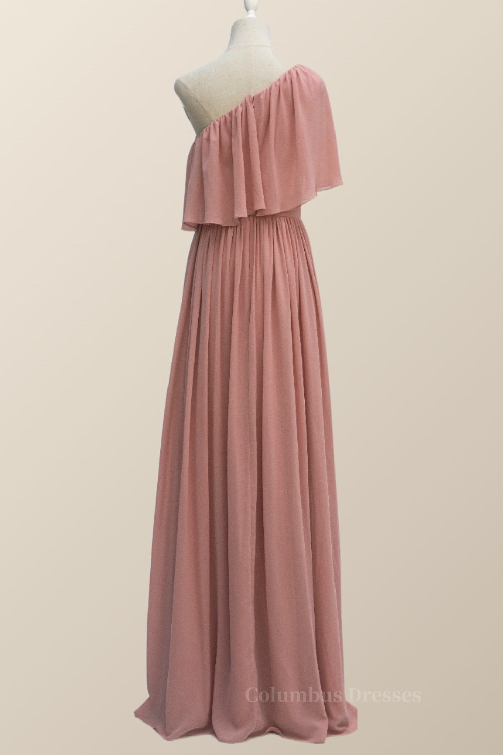 Wedding Photo Ideas, One Shoulder Blush Pink Chiffon Crepe Bridesmaid Dress