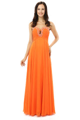 Homecoming Dress Shopping, Orange Chiffon Cut Out Sweetheart With Pleats Bridesmaid Dresses