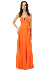 Homecoming Dress Shops, Orange Chiffon Cut Out Sweetheart With Pleats Bridesmaid Dresses