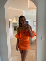 Party Dress Code Idea, Orange Short Prom Dress Homecoming Dresses