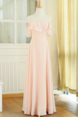 Prom Dress Pink, Peach Chiffon Long Mismatched Bridesmaid Dresses