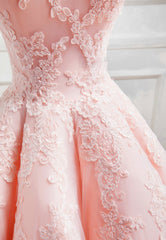 Prom Dress Shops Near Me, Pink Lace Long A-Line Prom Dresses, Off the Shoulder Evening Dresses