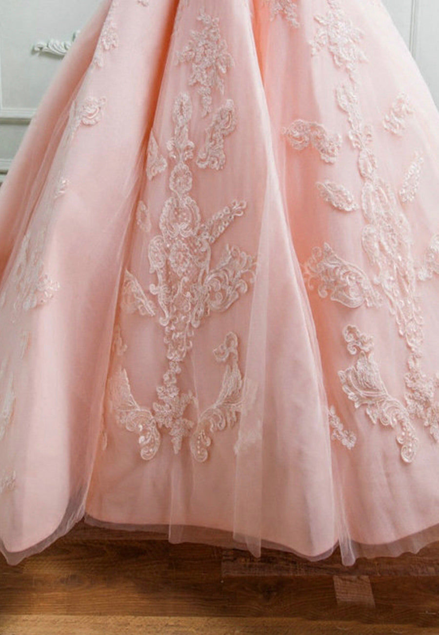 Prom Dress Shopping Near Me, Pink Lace Long A-Line Prom Dresses, Off the Shoulder Evening Dresses
