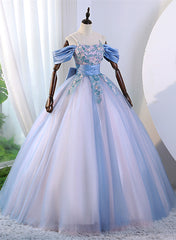 Bridesmaid Dresses Idea, Pink and Blue Off Shoulder with Lace Applique Formal Dress, Sweet 16 Gown Formal Dress