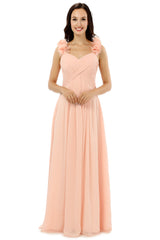 Homecoming Dresses For Girl, Pink Chiffon Halter Backless With Pleats Bridesmaid Dresses