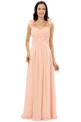Homecoming Dresses For Girls, Pink Chiffon Halter Backless With Pleats Bridesmaid Dresses