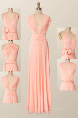 Bridesmaid Dresses Mauve, Pink Convertible Long Bridesmaid Dress