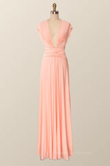 Wedding Photography, Pink Convertible Long Bridesmaid Dress