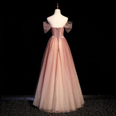 Evening Dress Styles, Pink Gradient Beaded Sweetheart Party Dress, Pink Gradient Evening Party Dresses