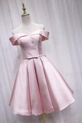 Evening Dresses Suits, Pink Off Shoulder Bridesmaid Dress, Lovely Party Dress