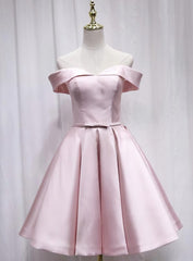 Evening Dress Suit, Pink Off Shoulder Bridesmaid Dress, Lovely Party Dress