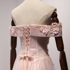Homecoming Dress Website, Pink Off Shoulder Handmade Formal Dresses , Long Prom Dresses