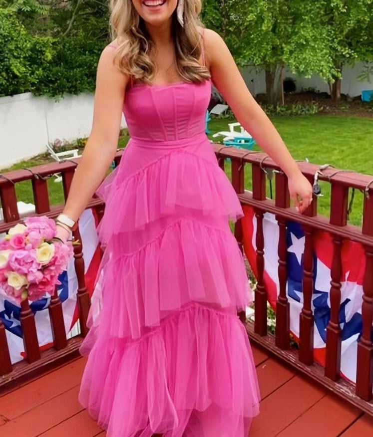 Party Dress Pattern, Pink prom dress Evening Gown Long Prom Dresses