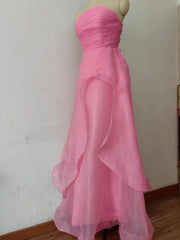 Pink Grad Kleid Tulle Abendkleid trägerlose Rüschen a-line einfache Abschlussballkleider für Teenager