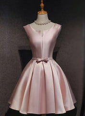 Wedding Photo Ideas, Pink Satin Short Party Dress , Lovely Satin Homecoming Dress