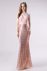 Stunning Dress, Pink Shimmery Sequin Lace Prom Dresses