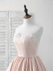 Bridesmaid Dresses Designers, Pink Sweetheart Neck Short Prom Dress Pink Homecoming Dresses