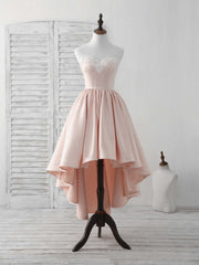 Bridesmaid Dress Designs, Pink Sweetheart Neck Short Prom Dress Pink Homecoming Dresses