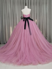Bridesmaids Dress Colors, Pink Sweetheart Neck Tulle Long Prom Dress Pink Tulle Formal Sweet 16 Dress