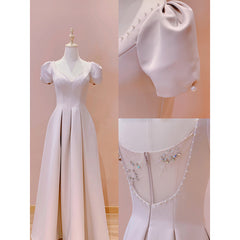 Wedding Dresses Under 100, Pink Sweetheart Short Sleeves Floor Length Party Dress, Pink Wedding Party Dresses