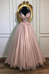 Prom Dresses Lace, Pink sweetheart tulle lace long prom dress pink tulle formal dress