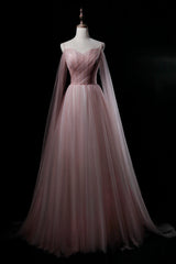 Bridesmaid Dress Mauve, Pink Sweetheart Tulle Long Elegant Evening Dress, Pink Prom Dress