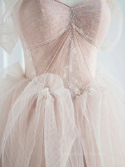 Bridesmaid Dress Dusty Rose, Pink sweetheart tulle long prom dress, pink tulle formal dress