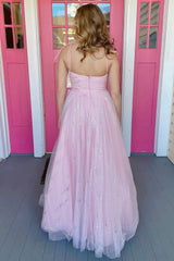 Pink Tulle A-Line Prom Dress