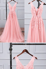Fall Wedding Color, Pink Tulle A-line Simple Long Party Dress, A-line Prom Dresses Evening Dress
