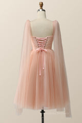 Prom Dresses Blue Light, Pink Tulle Corset Short Party Dress