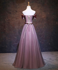 Little Black Dress, Pink Tulle Lace Applique Long Prom Dress, Burgundy Lace Evening Dress