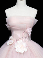 Bridesmaids Dresses Styles, Pink Tulle Lace Applique Long Prom Dresses, Pink Sweet 16 Dresses