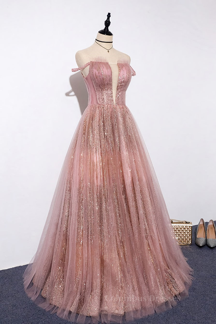 Prom Dresses Blush, Pink tulle lace long prom dress pink tulle formal dress