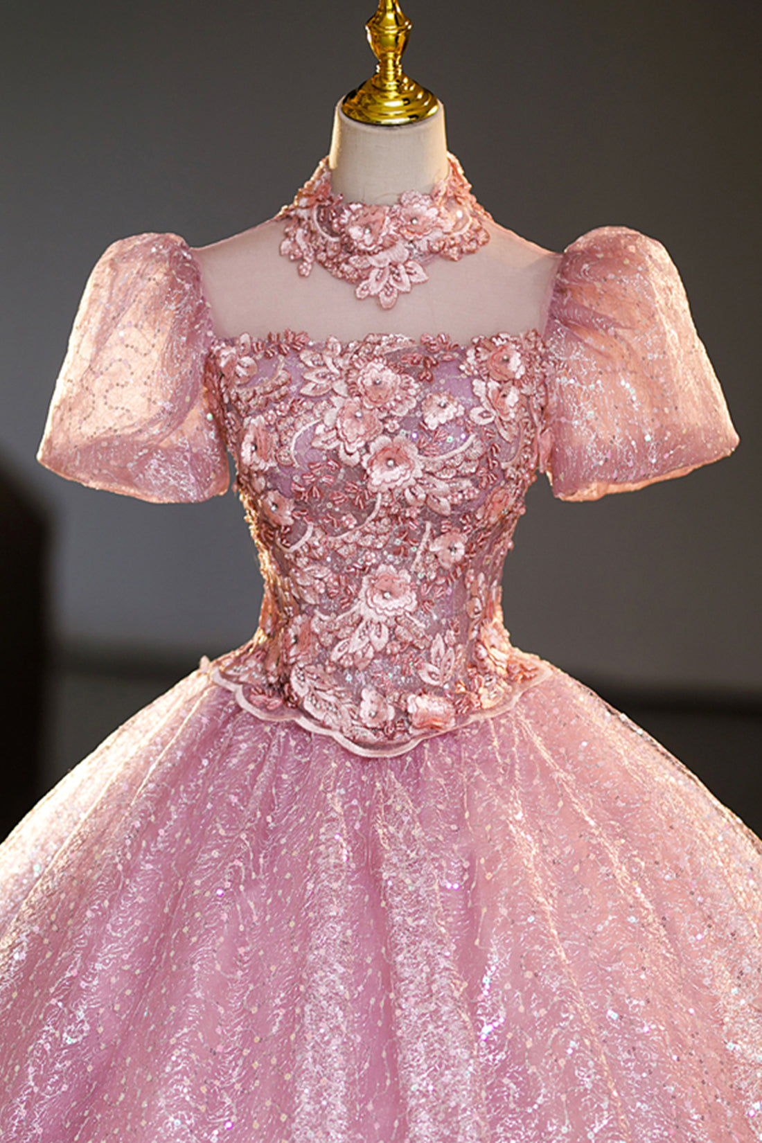 Prom Dress Open Back, Pink Tulle Lace Princess Dress, A-Line Evening Dress Sweet 16 Dress